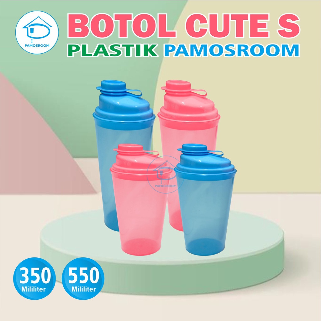 Pamosroom Botol Minum Plastik Tumbler Minum Mini Wadah Air Minum Teh Jus Minuman Dingin Botol Cute M