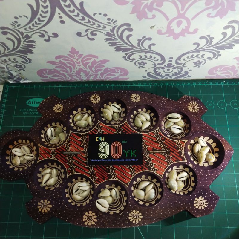 DAKON Kayu Lipat hewan KURA KURA BATIK cat biasa 12 lubang. Mainan Congklak Jadul 90an. MURAH