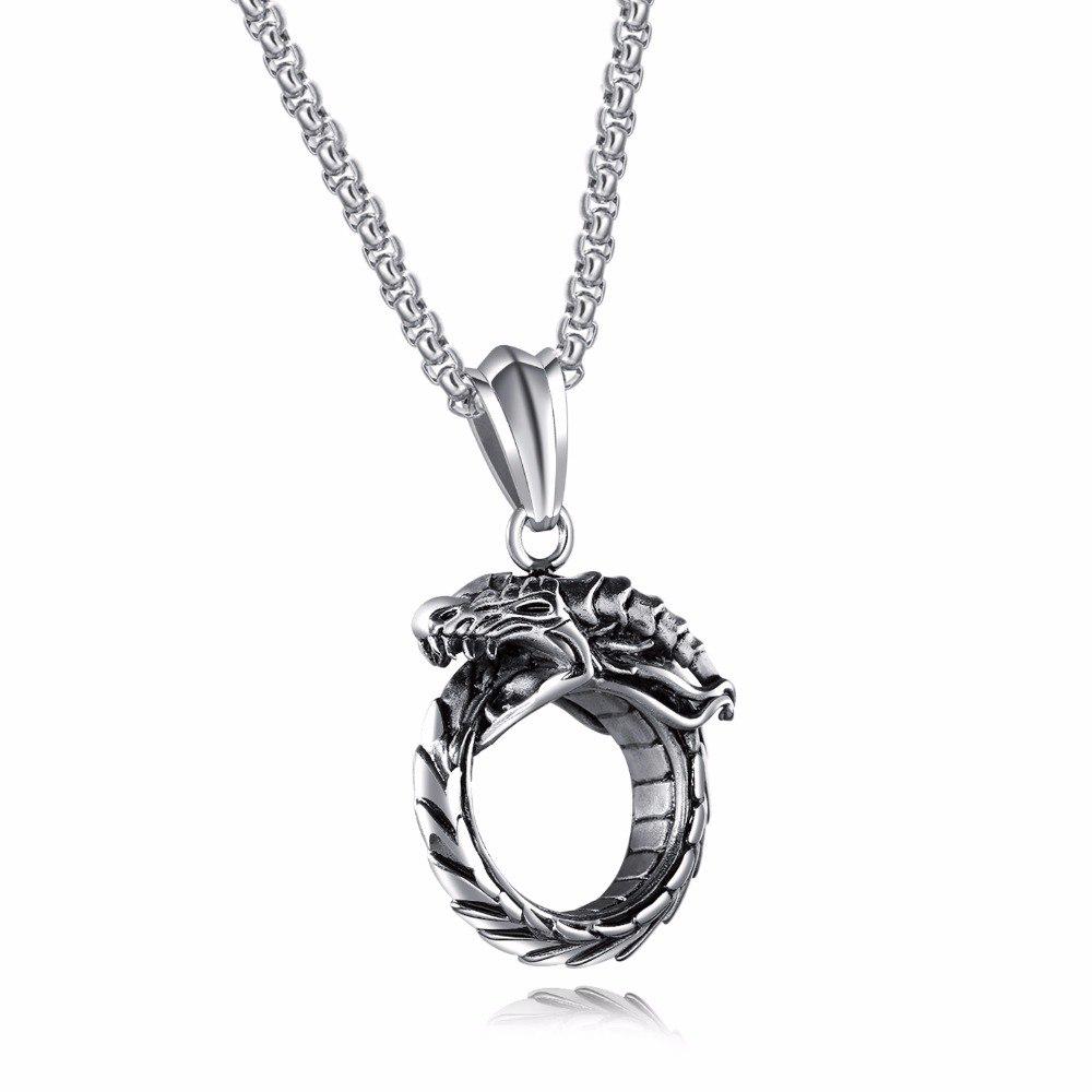 OLEVS Kalung rantai pria dengan lionting bentuk naga warna OLEVS Kalung rantai pria dengan lionting bentuk naga warna
