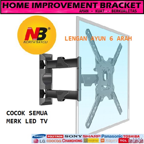 BERGARANSI ALL TV Bracket TV lengan ayun 14" sampai 55" Bracket LED universal BREKET LED TV SAMSUNG 