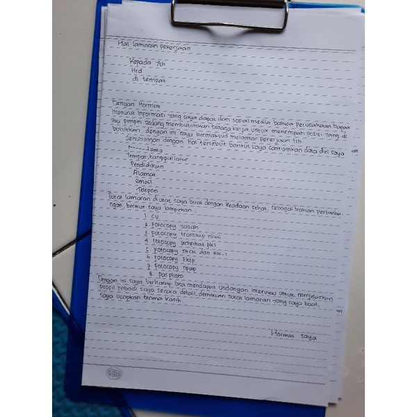 

sepaket Cv dan surat lamaran pekerjaan