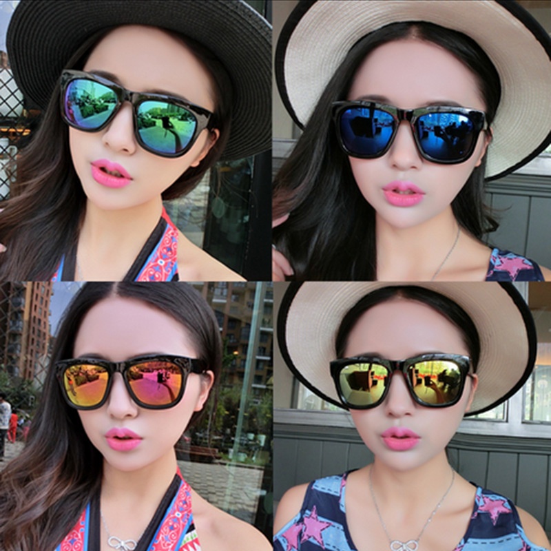 Kacamata Hitam Pria / Wanita Model Retro Frame Besar Anti Uv