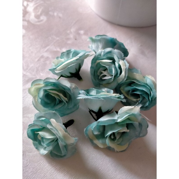 Kepala bunga mawar peony kelopak bunga artificial kecil hiasan dekorasi mahar craft-Biru