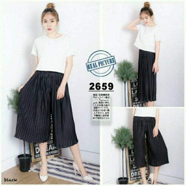 Celana kulot pendek plisket 7/8 terbaru/celana kulot plisket pendek-3
