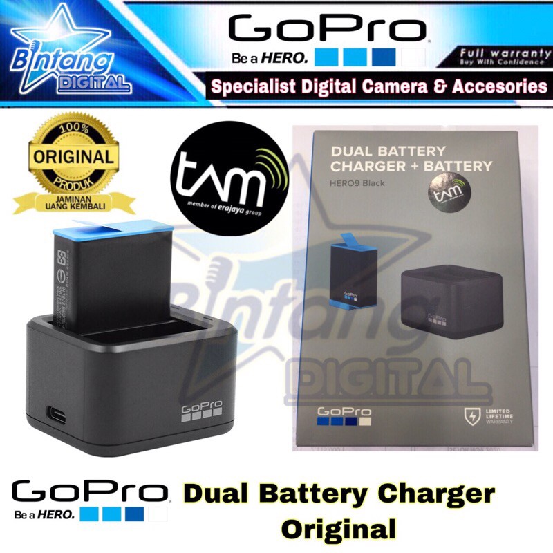 Baterai + Charger Gopro Hero 9 / Dual Battery Charger gopro Hero 9 / Hero 9 Dual Battery Charger