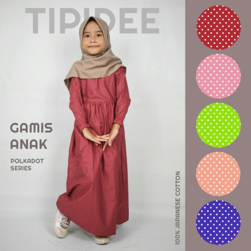 TIPIDEE - Gamis Anak Katun Jepang / Baju Muslim Anak Perempuan Katun Jepang ORI 3-8 Tahun