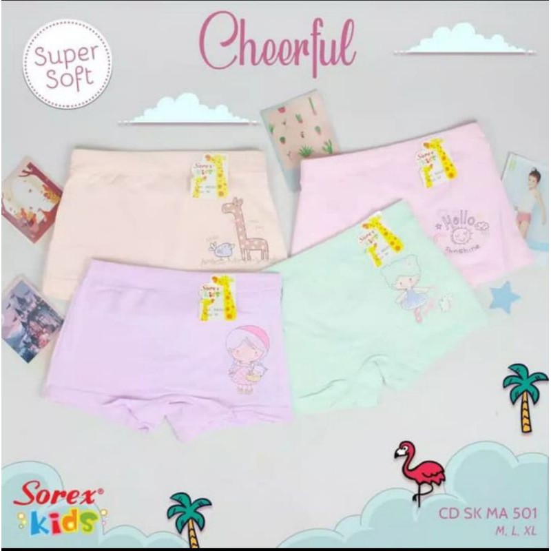 CELANA DALAM ANAK PEREMPUAN BOXER SEGIEMPAT SOREX KIDS CD SK MA 501 SUPER SOFT