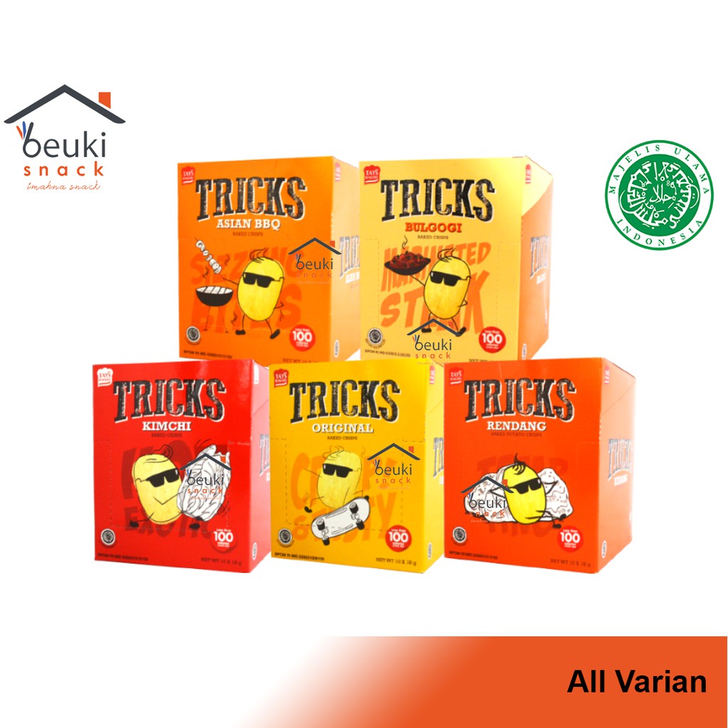 Varian Tricks Snack Kentang Panggang Rasa Bbq Bulgogi Original Kimchi Rendang Halal Pcs X