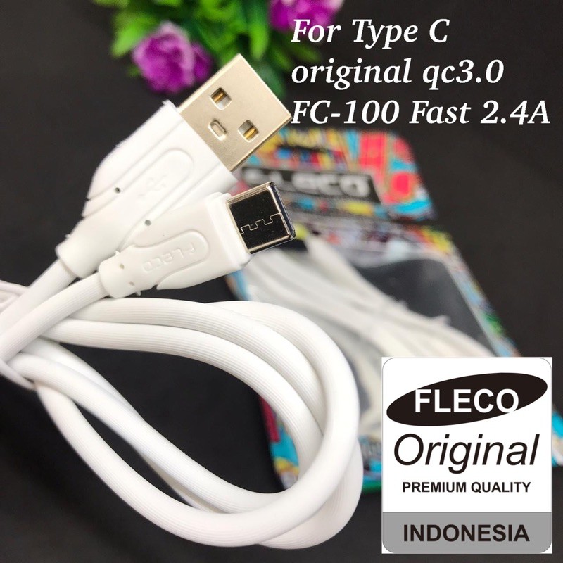 PROMO KABEL DATA FLECO MICRO FM-100 FC-100 TYPE C ORIGINAL FASTCHARGING