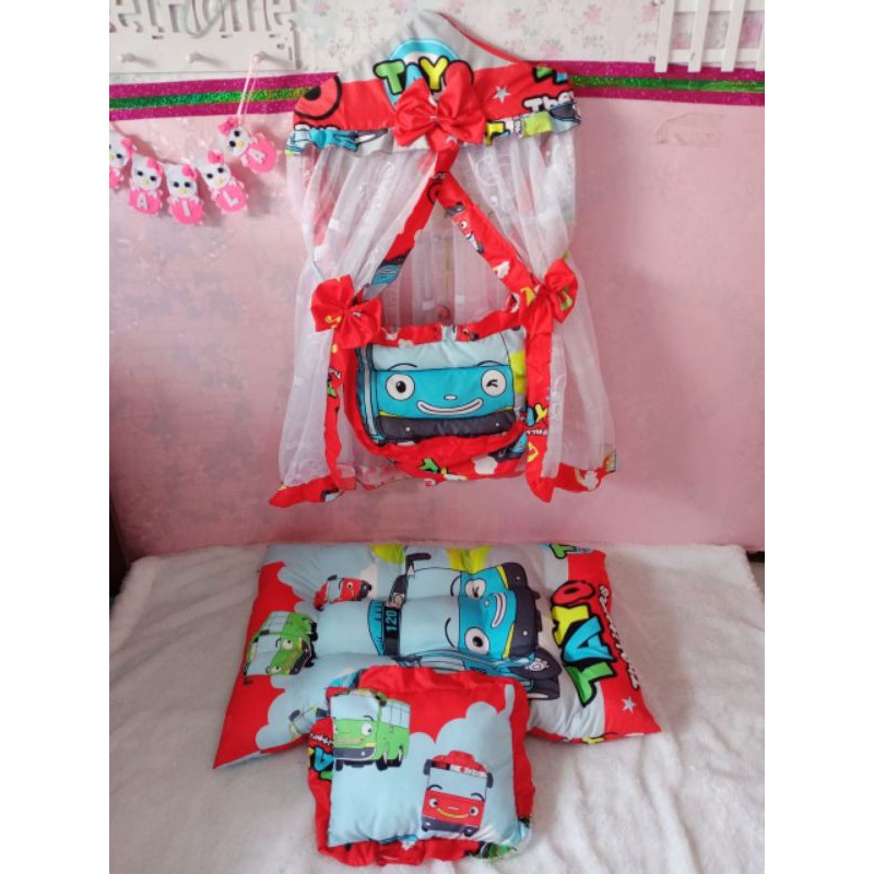 COD KAIN AYUNAN BAYI KARAKTER Tayo (kain ayunan, kelambu, bantal, kasur) + Gantungan Nama 7rb /huruf