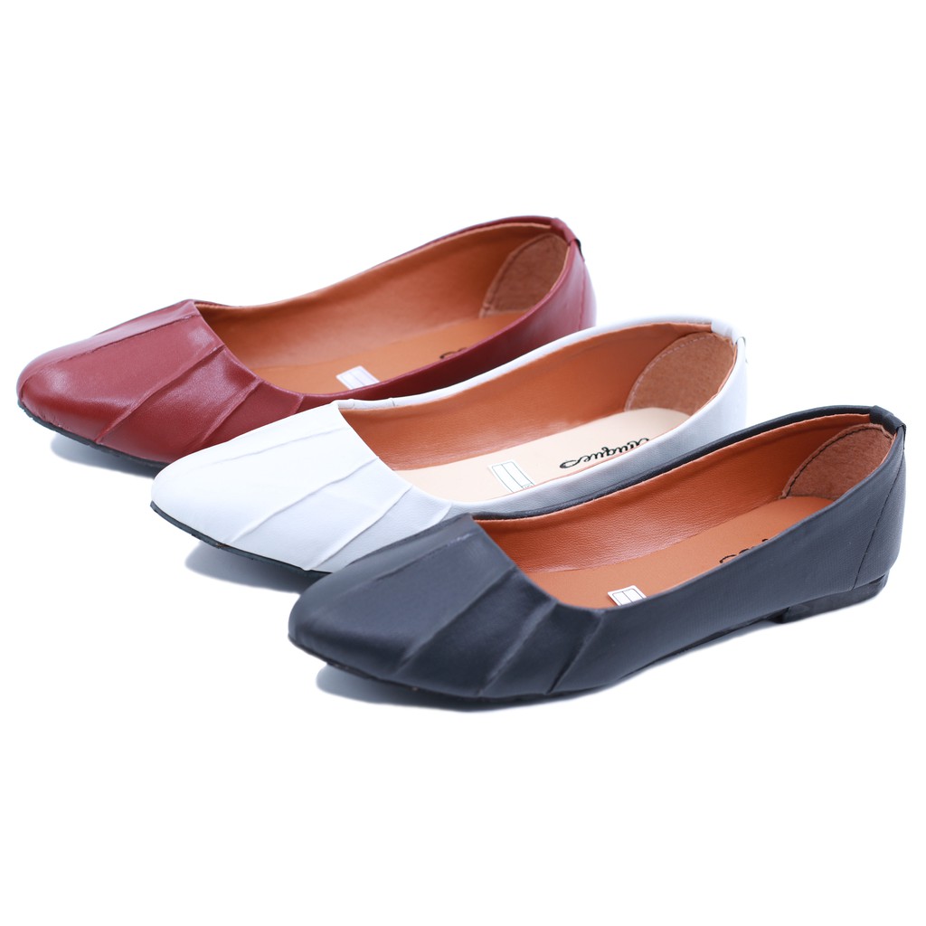 ESTORE Flat  Shoes Kimmy Faux Leather FS42 Sepatu Cewek 