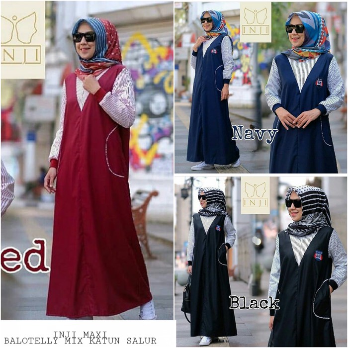 Dress hitam / Gamis Murah / Dress busui / Pakaian wanita : Inji Dress