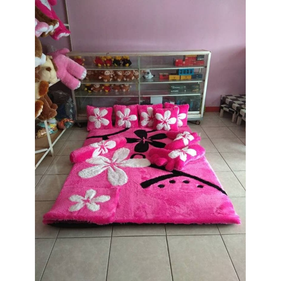 Fullset Karpet Karakter Bulu Rasfur Motif Bunga