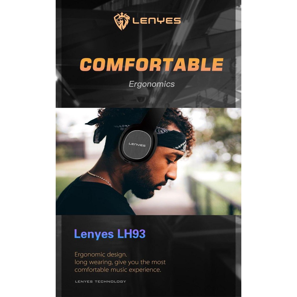 LENYES LH93 Pro Headphone Bluetooth 5.0 HIFI BASS wireless stereo headset bando microphone original