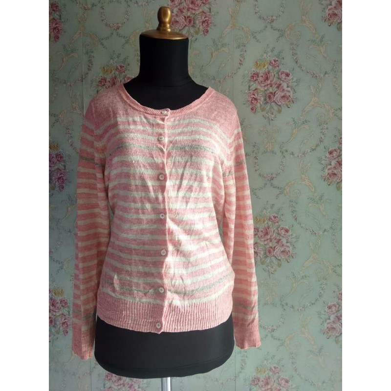 preloved kardigan stripe / preloved cardigan stripe pink