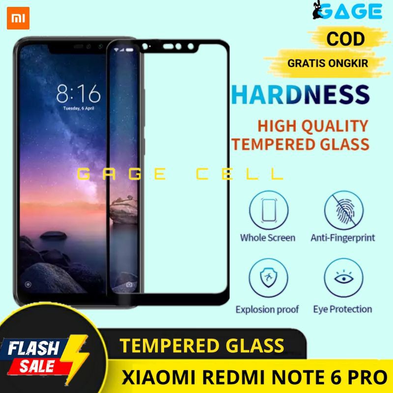 PREMIUM TEMPERED GLASS FULL LAYAR TG ANTI GORES KACA XIAOMI REDMI NOTE 6 PRO 6PRO SCREEN PROTECTOR