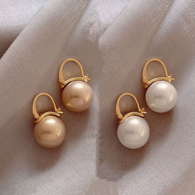 Retro Mode Anting Mutiara Anting Mutiara Basic Pearl Ball Drop Earrings Anting Tindik Sederhana