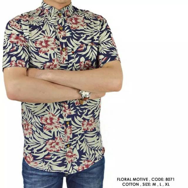 BAJU KEMEJA MOTIF DAUN PRIA