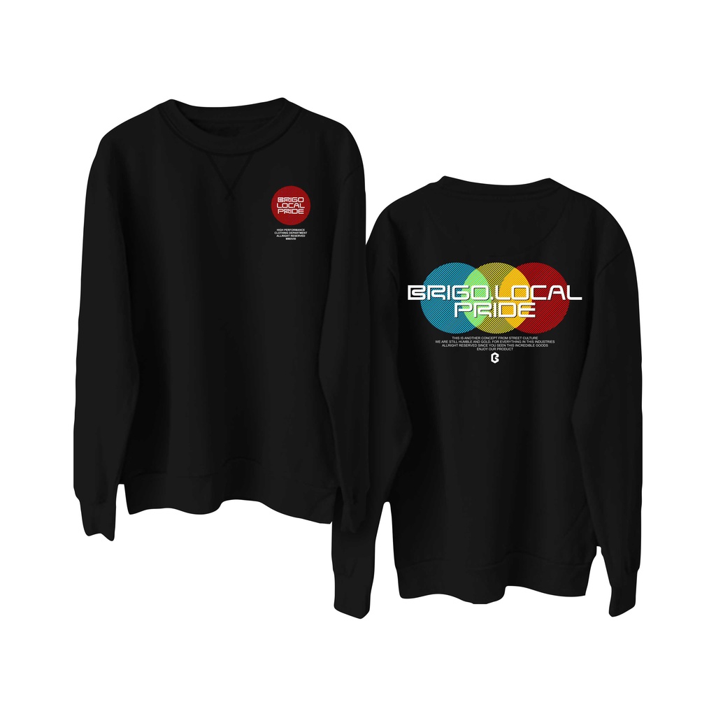 BRIGO Basic Sweatshirt  Three Circle II Sweater Crewneck BRIGO Three Circle Sablon DTF Fleece Cotton II SIZE M-XXL (Pria &amp; Wanita) Free stiker&amp;Gantungan Kunci