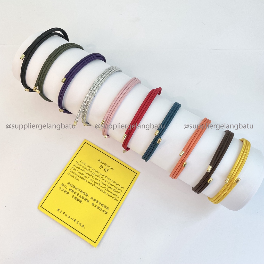 Gelang Magnet Lilit Gelang Tali Lucky Rope Keberuntungan Hoki Gelang Persahabatan dengan BOX gelang couple