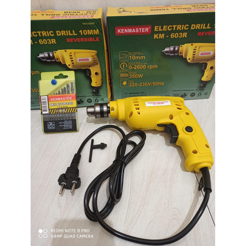 MESIN BOR KENMASTER MAX 10mm BONUS MATA BOR 11Pcs