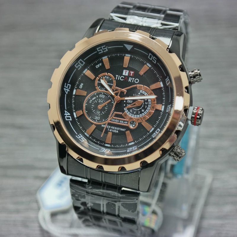 JAM TANGAN PRIA TICARTO ORIGINAL RANTAI STAINLESS STEEL TANGGAL AKTIF ANTI AIR