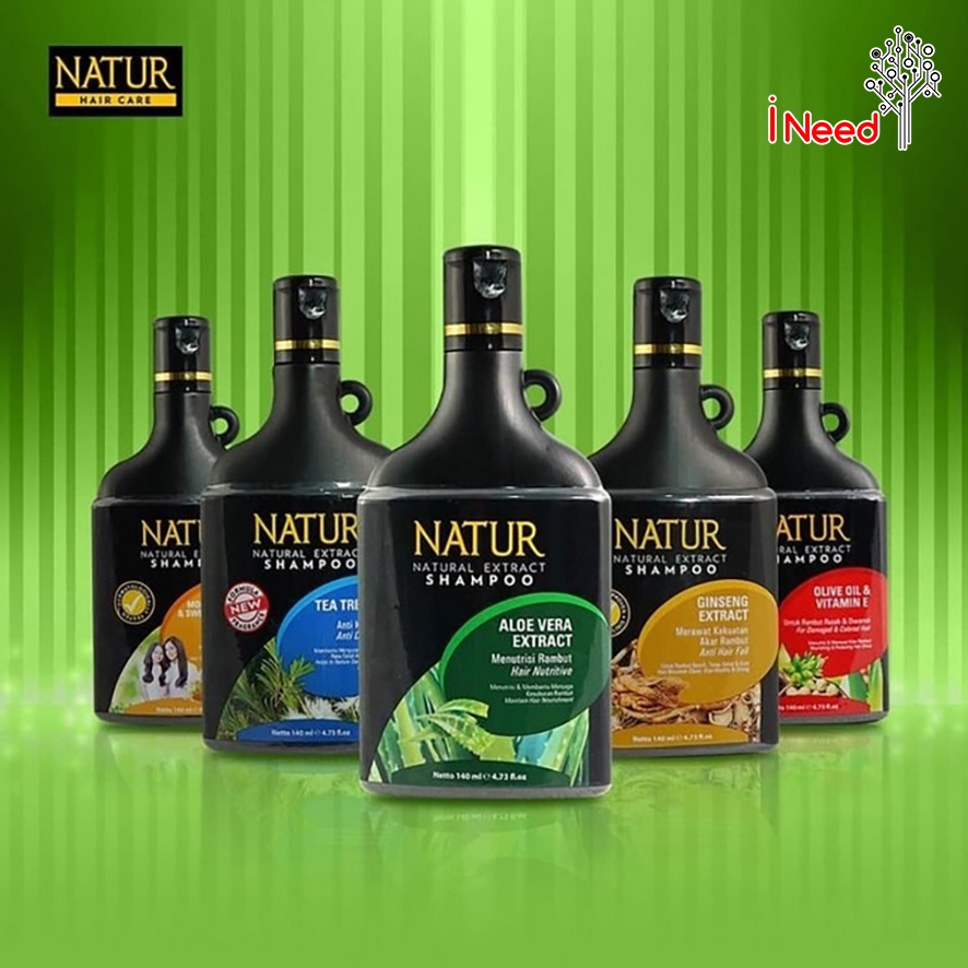 (INEED) NATUR Natural Extract Shampoo | Shampoo Herbal | Olive Oil | Gingseng | 80mL | 140mL | 270mL