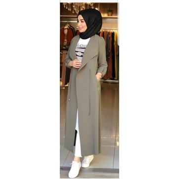 LONGCARDI ZEHIYA PAKAIAN OUTER WANITA MOSCREPE MS ADA VIDEO REAL PICT