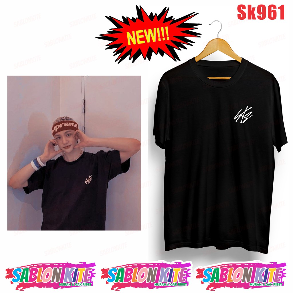 MURAH!!! KAOS LOGO KECIL STRAYKIDS STRAY KIDS SKZ SAZ SK961 UNISEX COMBED 30S