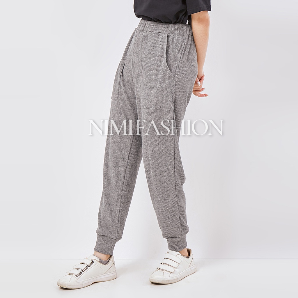 NIMI - Jisoo Pants Celana Joger Rajut Wanita Premium Import Bahan Tebal