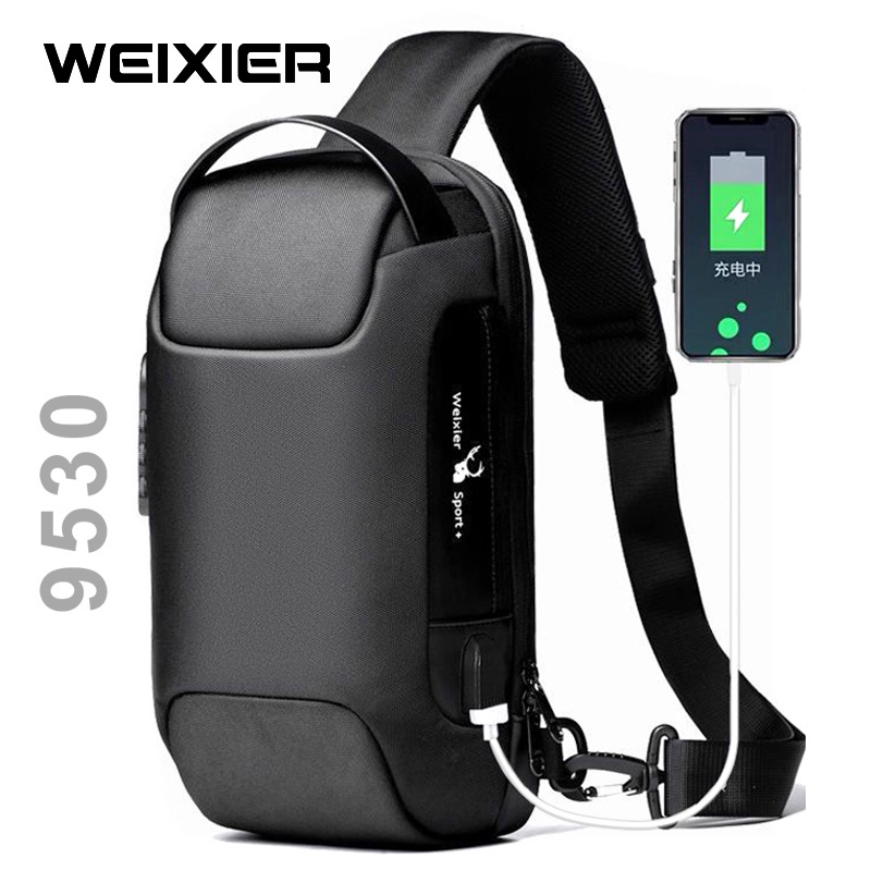 WEIXIER 9530 Tas Selempang Pria Shoulder Bag USB Port Anti Maling WK-SBY