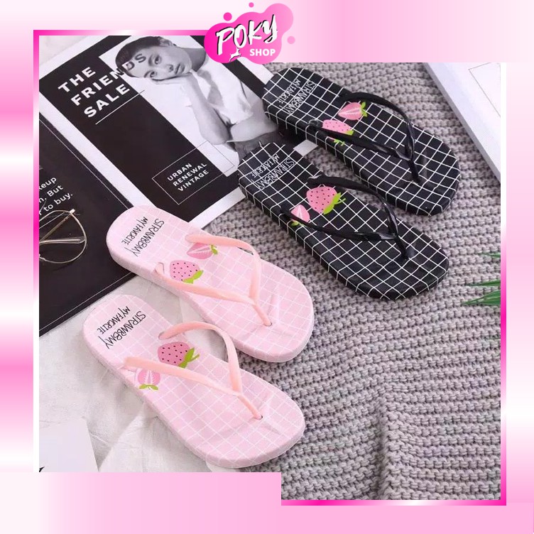 [LOKAL] POKY - HARGA SPECIAL Sandal Flip flop STRAWBERRY