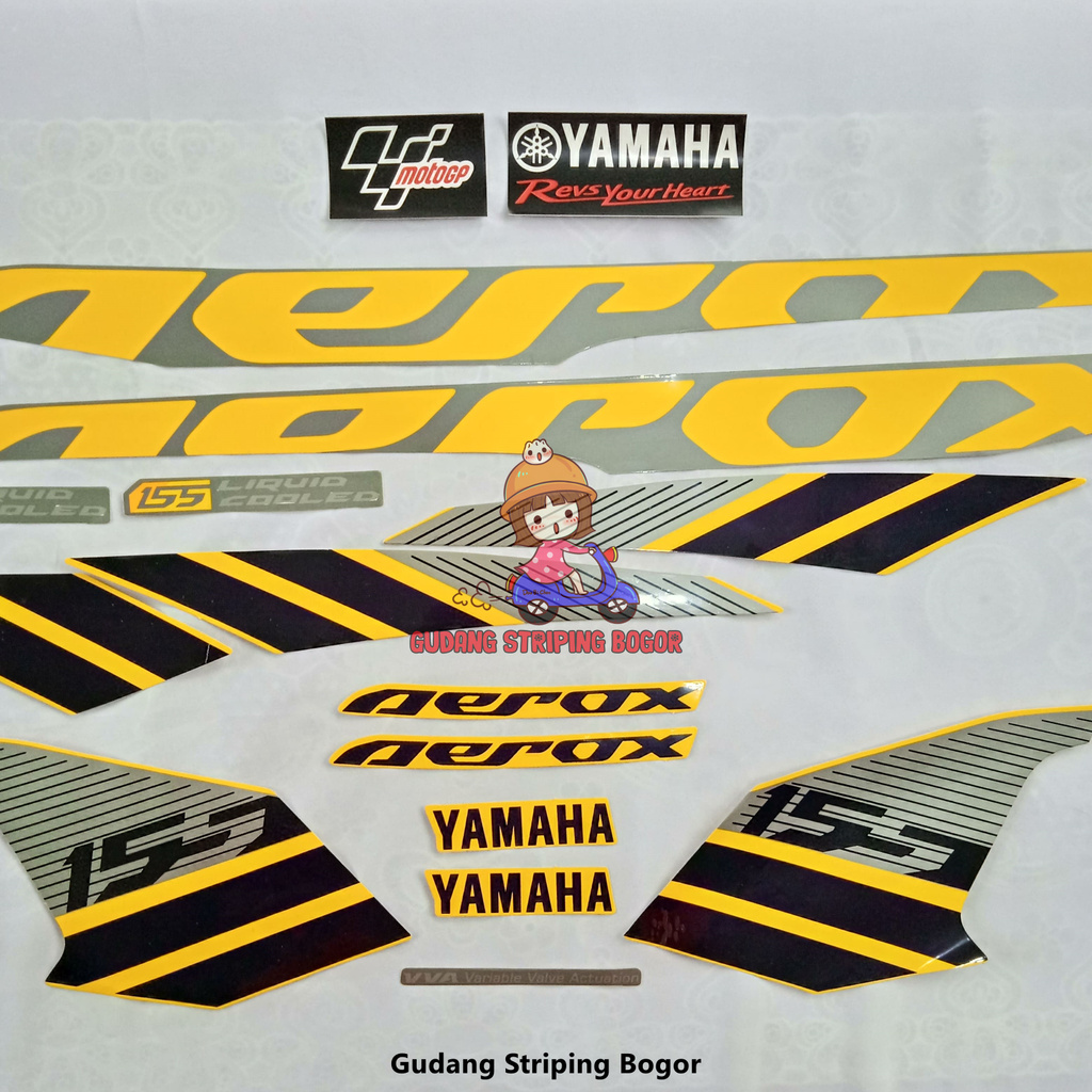STIKER STRIPING BODY YAMAHA AEROX 155 2018 KUNING