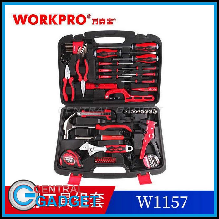 WORKPRO Alat Set Perkakas Solder Senter Palu Tang Obeng 62in1
