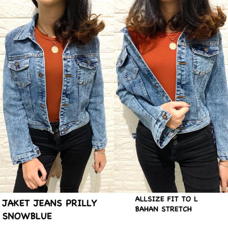 BISA COD JAKET JEANS WANITA SNOW BLUE PRILLY