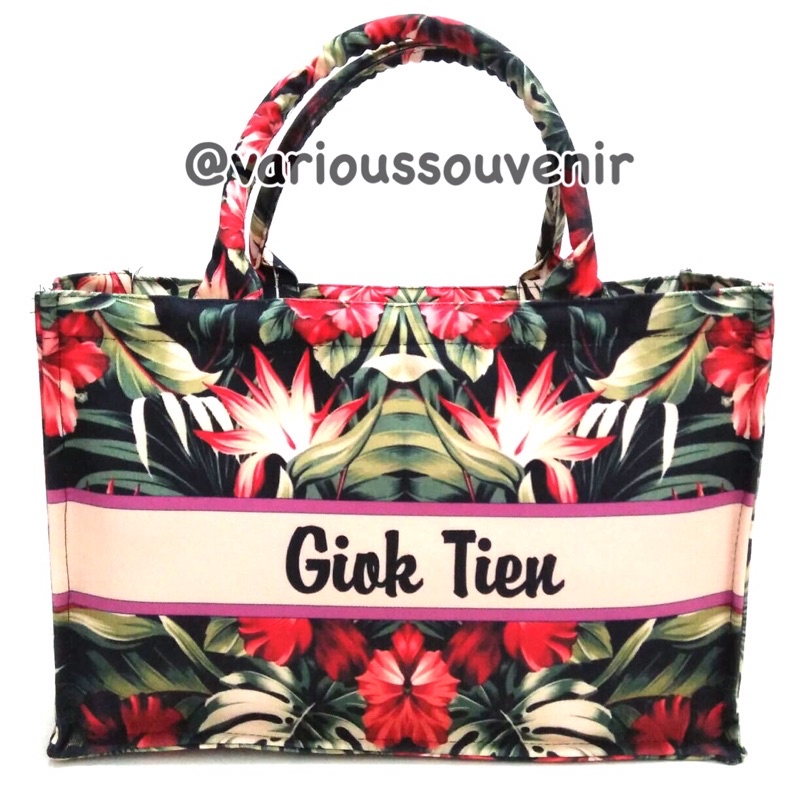 Tas Kanvas Custom Nama Diora Bag Flower Bunga