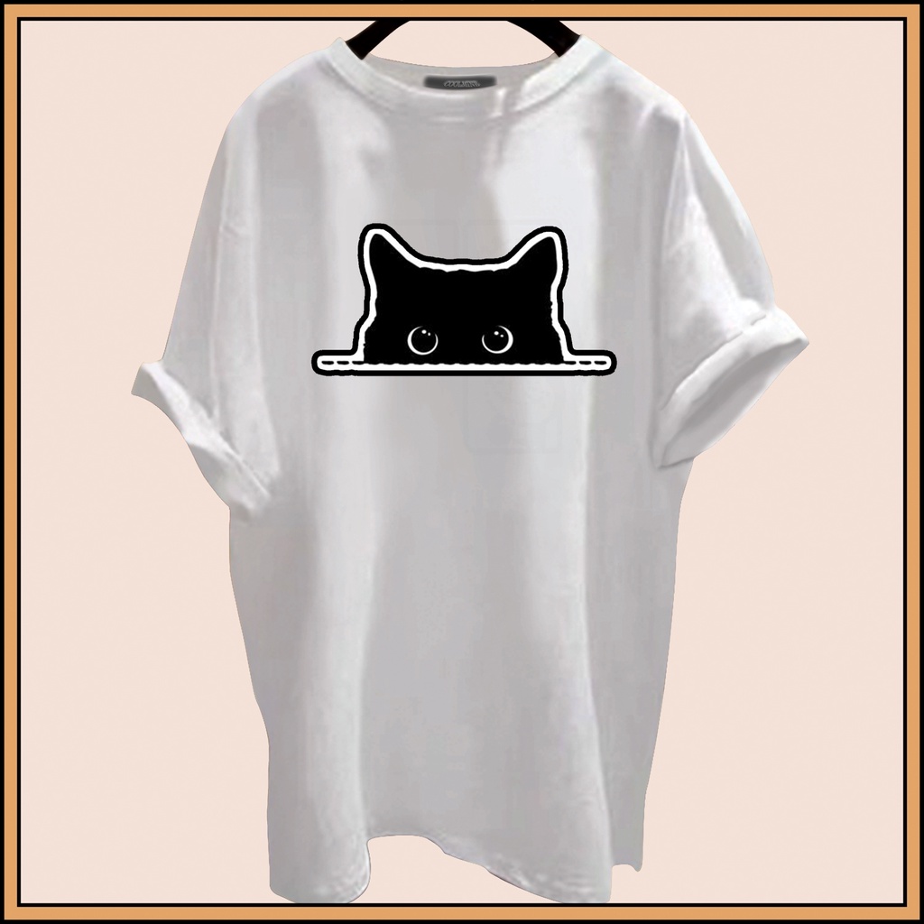 CALVIERO SHOP - BAJU KAOS ATASAN WANITA CAT BLACK PRINT