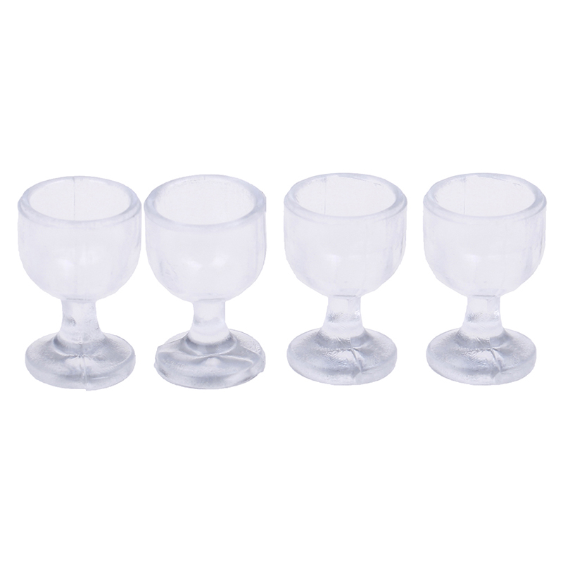 Brightid 4pcs Miniatur Gelas Goblet Wine Aksesoris Dapur Rumah Boneka 1: 12