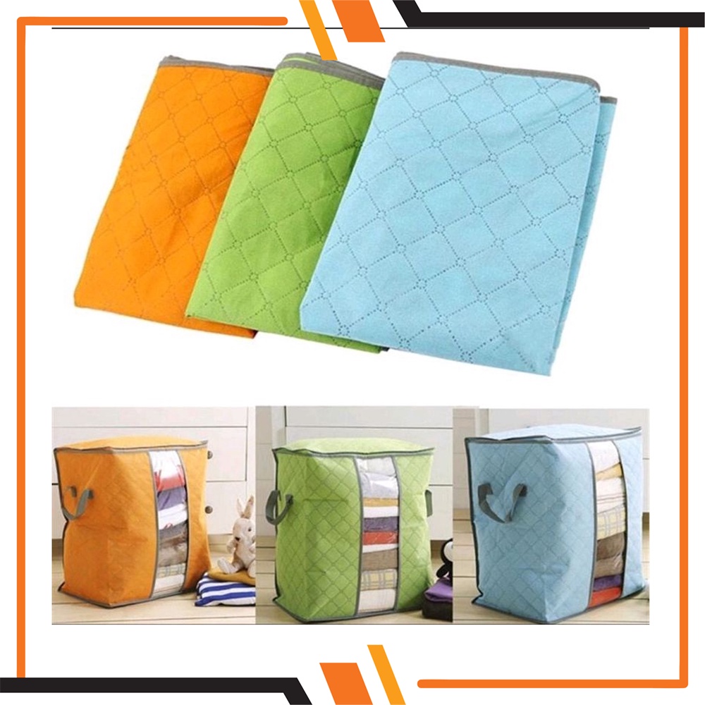 Bamboo Storage Bag Organizer Selimut Berdiri / Tempat Penyimpanan Baju Pakaian Laundry