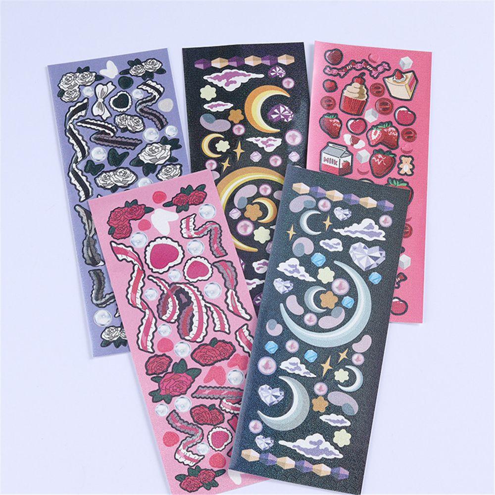 R-flower Waterproof Stiker Diary Scrapbook Art Kerajinan Alat Tulis Bulan Bintang