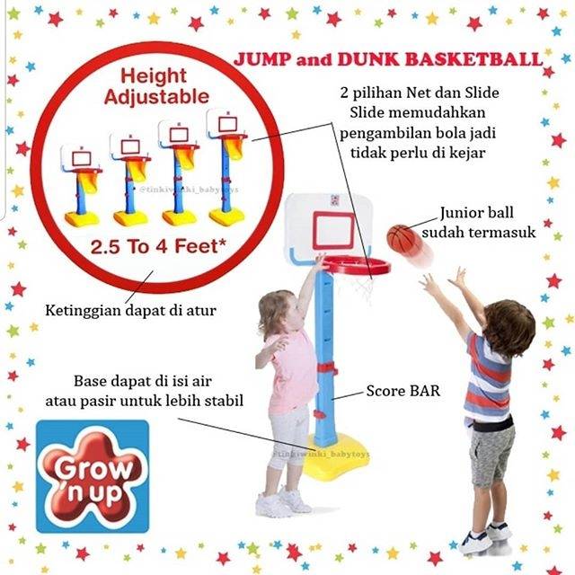 Mainan basket Grow n up - Jump 'n dunk Basketball