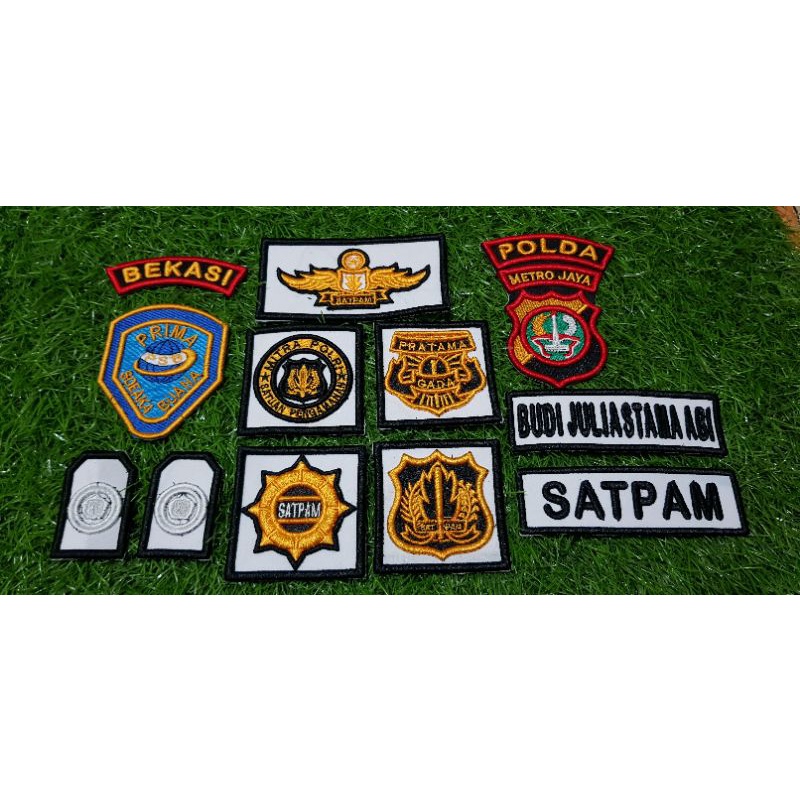 atribut bordir timbul satpam dasar putih