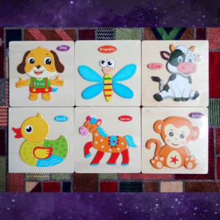 Puzzle kayu  mainan  anak  bayi  balita 1st step beli 4 