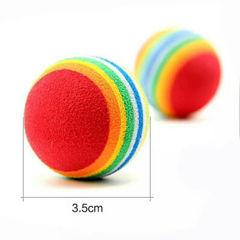 mainan anjing bola karet kucing ball cat dog toy rainbow 3cm