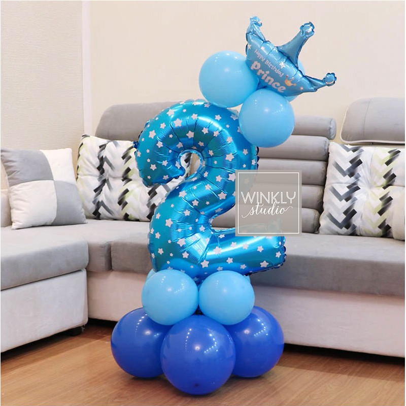 Balon Angka 100cm Warna Biru