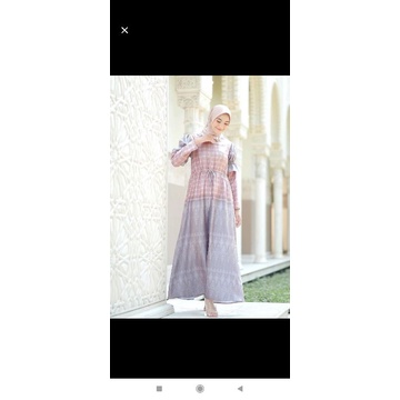 TWOTONE DRESS GREYPINK SM BY VANILLA HIJAB