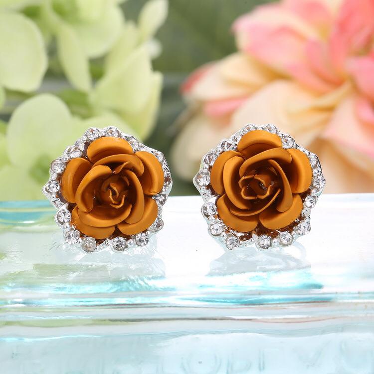 Anting wanita berlian mawar model korea terbaru cantik lucu imut rose earring baru lucu cute