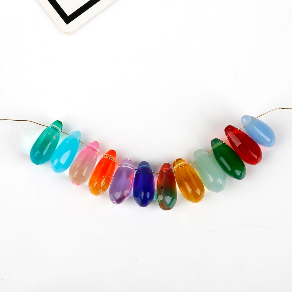 Mix 20Colors 14*8mm Glass Beads Czech Drop Water Pendant Shape Beads 5Pcs/lot Glass Loose Beads Jewelry Material diy Earrings