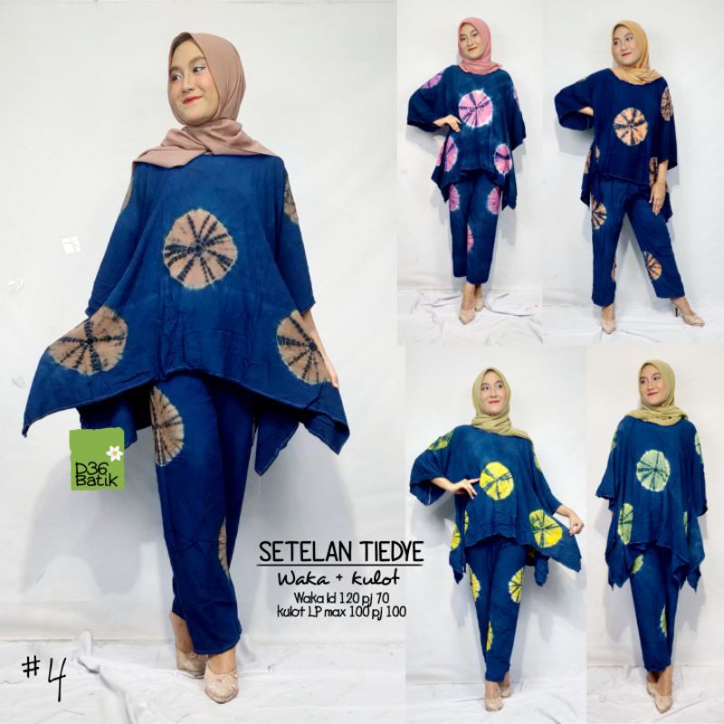 setelan tiedye rayon Waka #4 setcel celana panjang blus waka handmade tradisional motif etnik artistik wanita ibu ibu remaja santai pajamas piyama murah tebal kekinian terbaru oneset