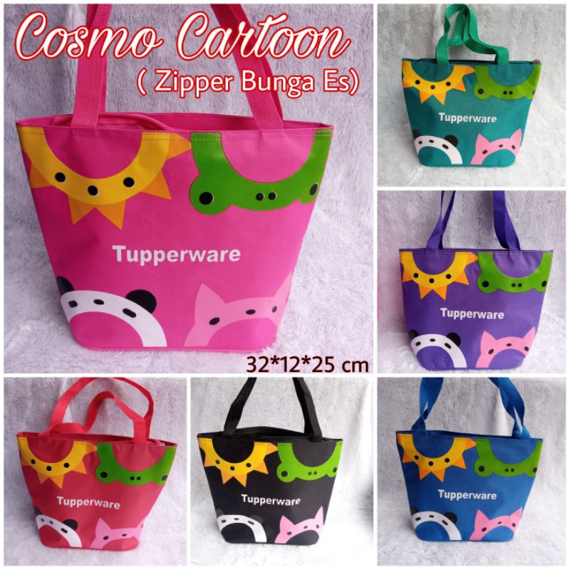 Tas Cosmo Cartoon Tupperware Zipper bunga es Tupperware